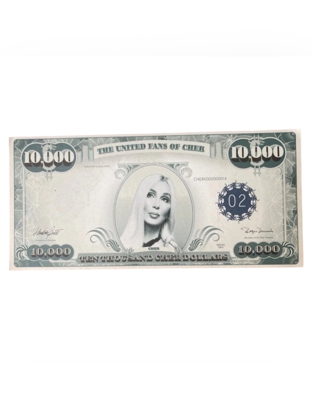 Cher Dollars Living Proof Tour 2002 | 10,000 Dollar Bill